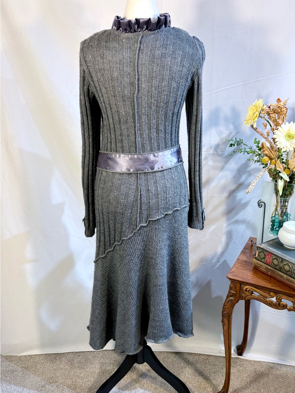 ☀️Vintage Grifflin Paris Mohair Wool Mixed Media Handkerchief Knit Dress L🧡 - Picture 3 of 14